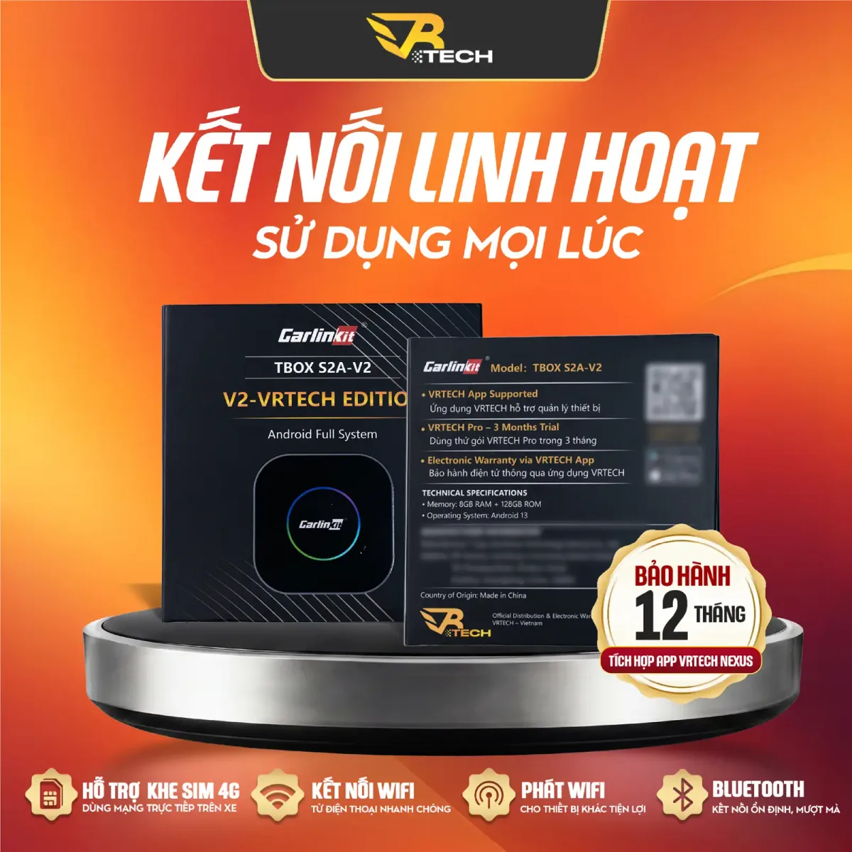 VRTECH Edition | Carlinkit TBOX S2A V2 2026 | Android Box Ô Tô | Chip Qualcomm 6115 | Apple CarPlay & Android Auto | Bảo hành 12 tháng - thumbnail 2